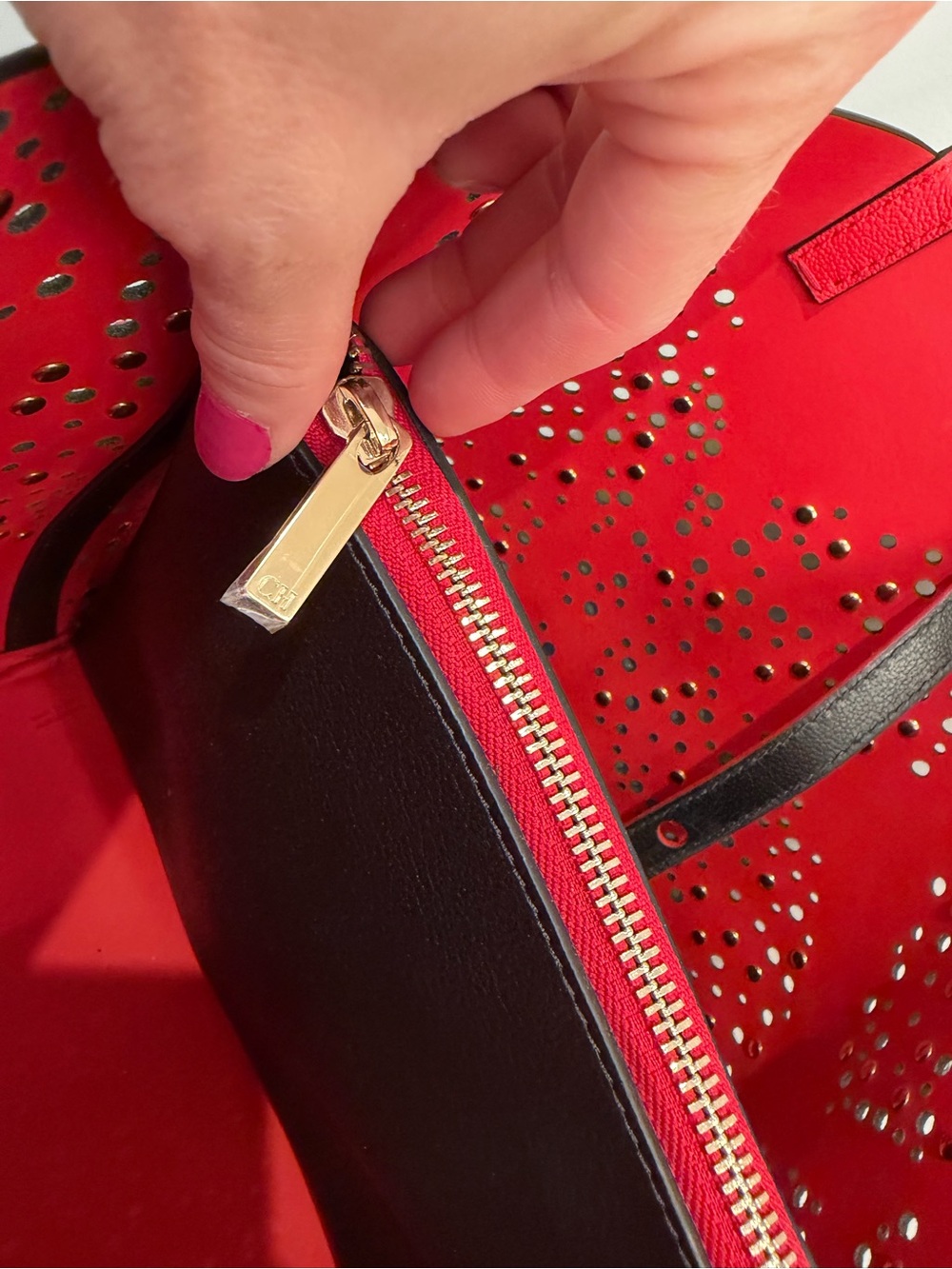 CH Carolina Herrera Black Royal Duke Studded Tote - Picture 6 of 10